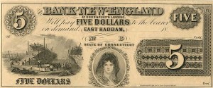 Bank of New England - Obsolete Banknote - Paper Money - SOLD